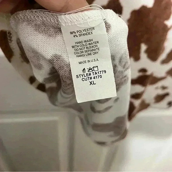 NWOT BOMBOM Animal Print Brown and White Loose Knit Tee | size XL - Picture 6 of 6